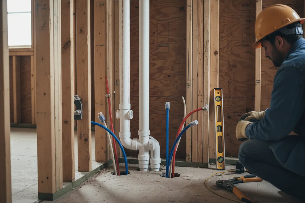 Drain and supply rough-in during Drain Cleaning in New Hope